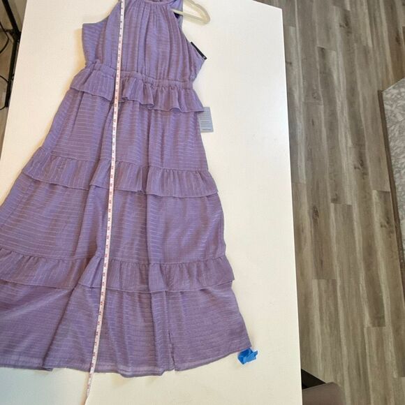 NWT Donna Morgan Lilac halter neck ruffled tiered midi dress. Size 4 - Picture 13 of 13